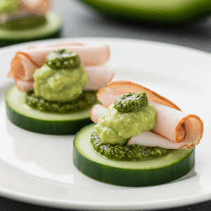 Mini Cucumber-Turkey-Pesto Bite